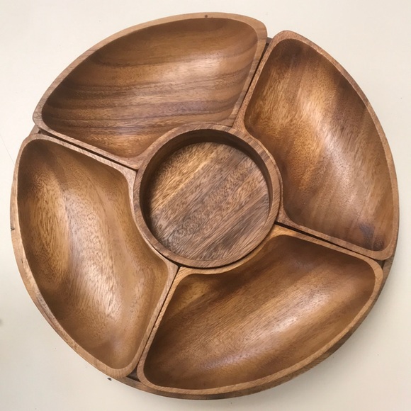 Dining Vintage Wooden Lazy Susan With Wooden Dishes Poshmark